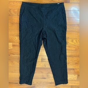 J Jill Lace Overlay Pants Black Women’s 18 Tall Pull On Straight Leg Evening